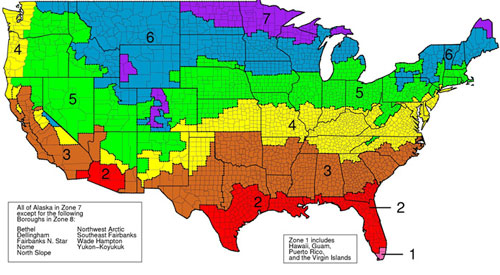 r-value insulation map based on climate in California